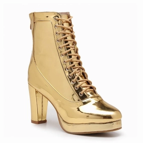Aadijay - Gold Shiny Vegan Leather  - Street Sole Stylish Design