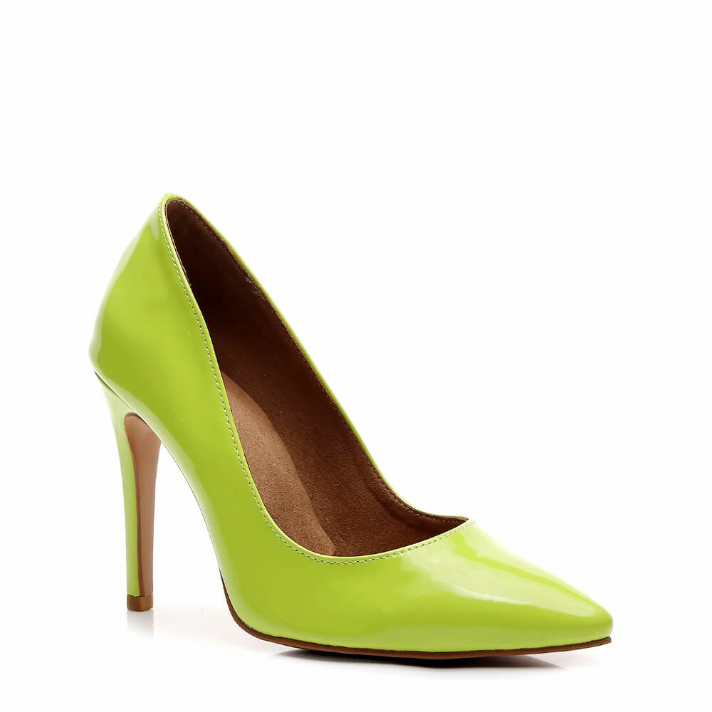 Adira - Neon Green Vegan Patent - Street Sole Stable Grip Leather Strap