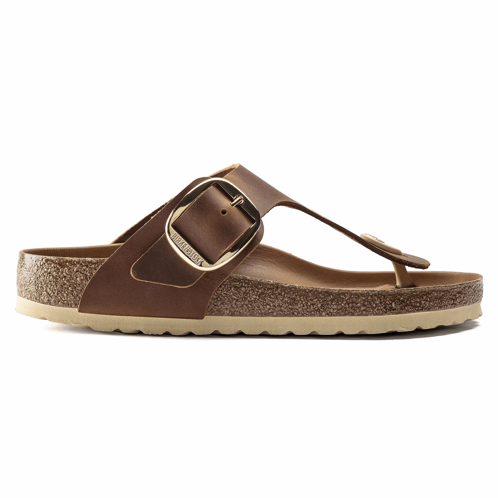 BIRKENSTOCK GIZEH BIG BUCKLE - COGNAC Shell Trim Secure fit