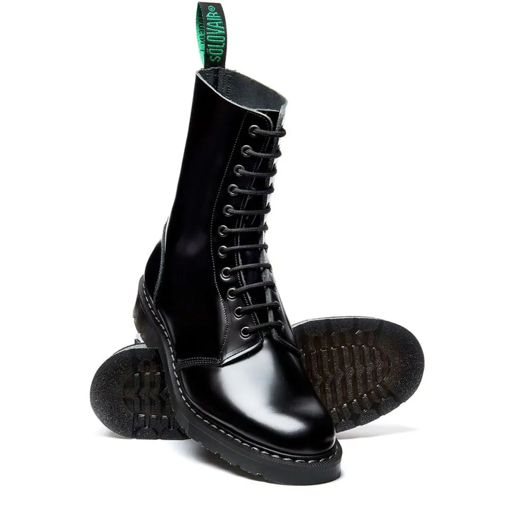 All Terrain Shell Solovair 11 Eye Astronaut Boot in Black Hi-Shine Supportive sole