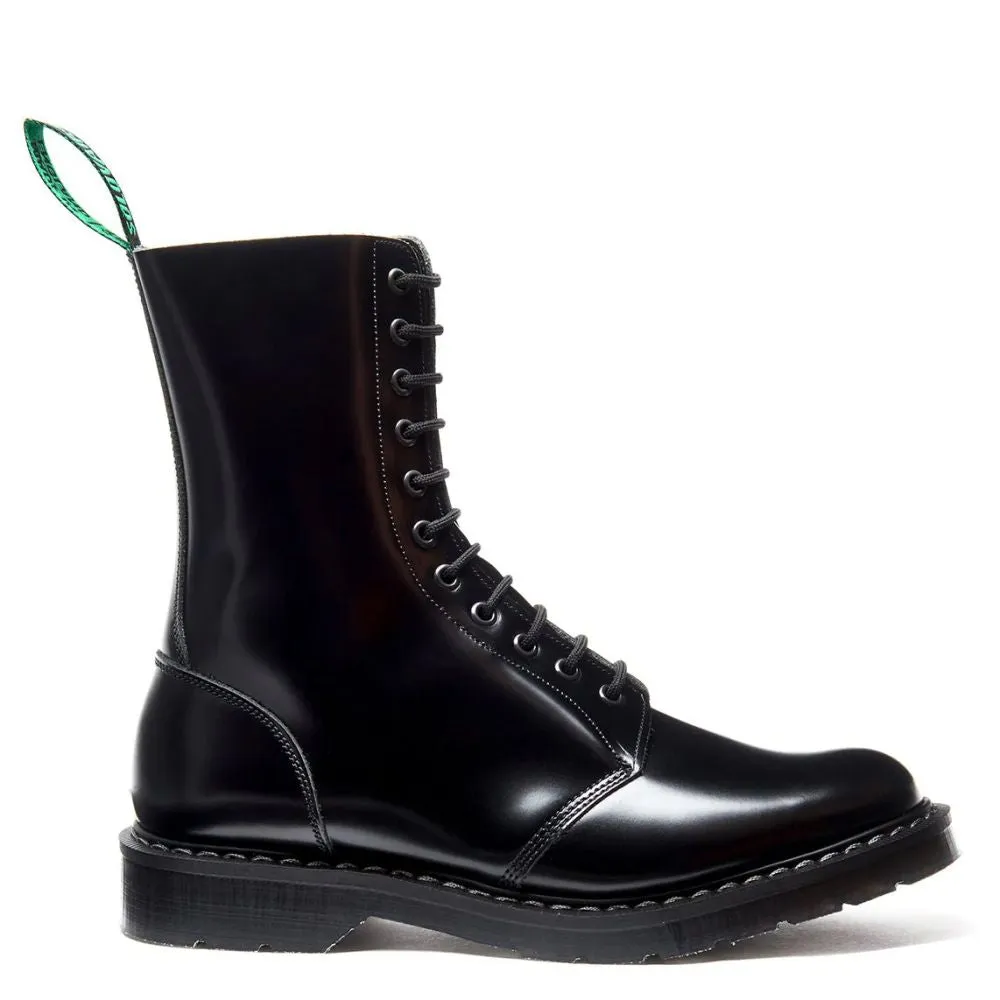 Quick Drying Weather Resistant User All Terrain Shell Solovair 11 Eye Astronaut Boot in Black Hi-Shine