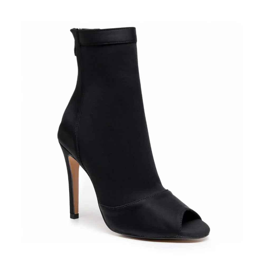 Wedding guest Kitten Heel Shabina - Black Lycra - Street Sole