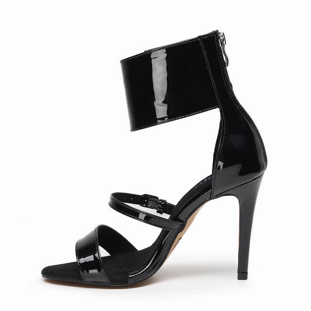 Party Shoes with Heels Amante - Black Vegan Leather - Suede Sole - Dance Floor Only