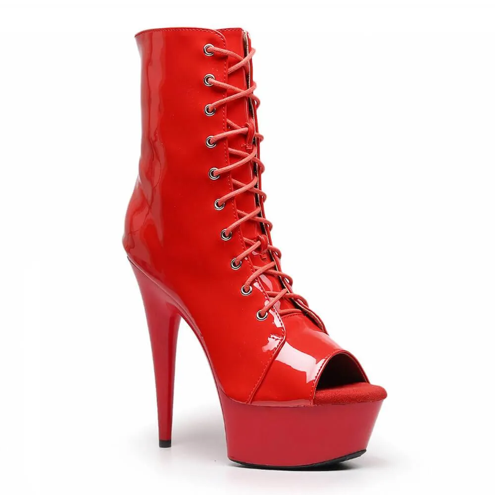 Trendy Boots fun vibe Angel - Red Vegan Patent - Street Sole