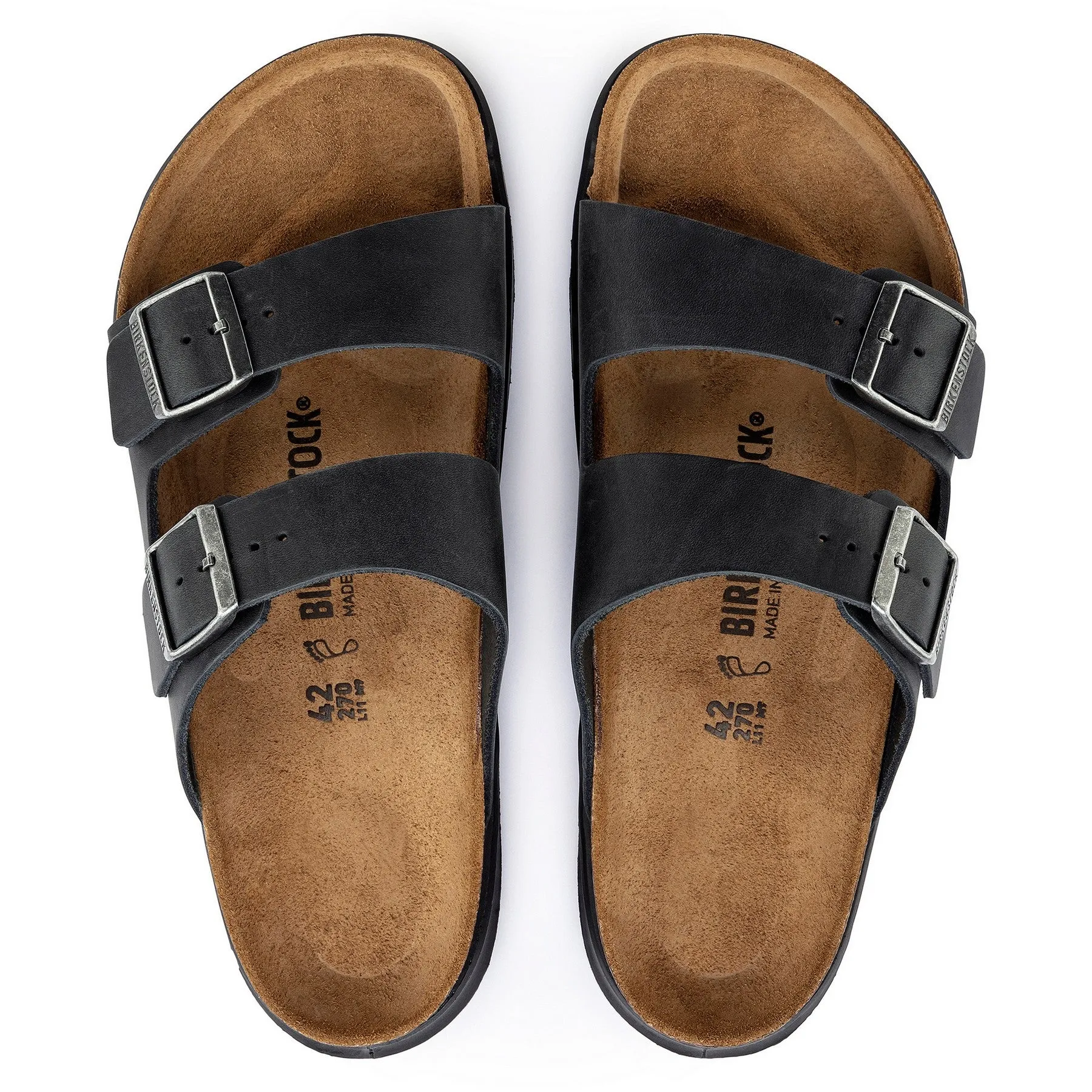 Daily Wear Sandals Gentle Comfort Slides Arizona Rugged | Oiled Leather | Black