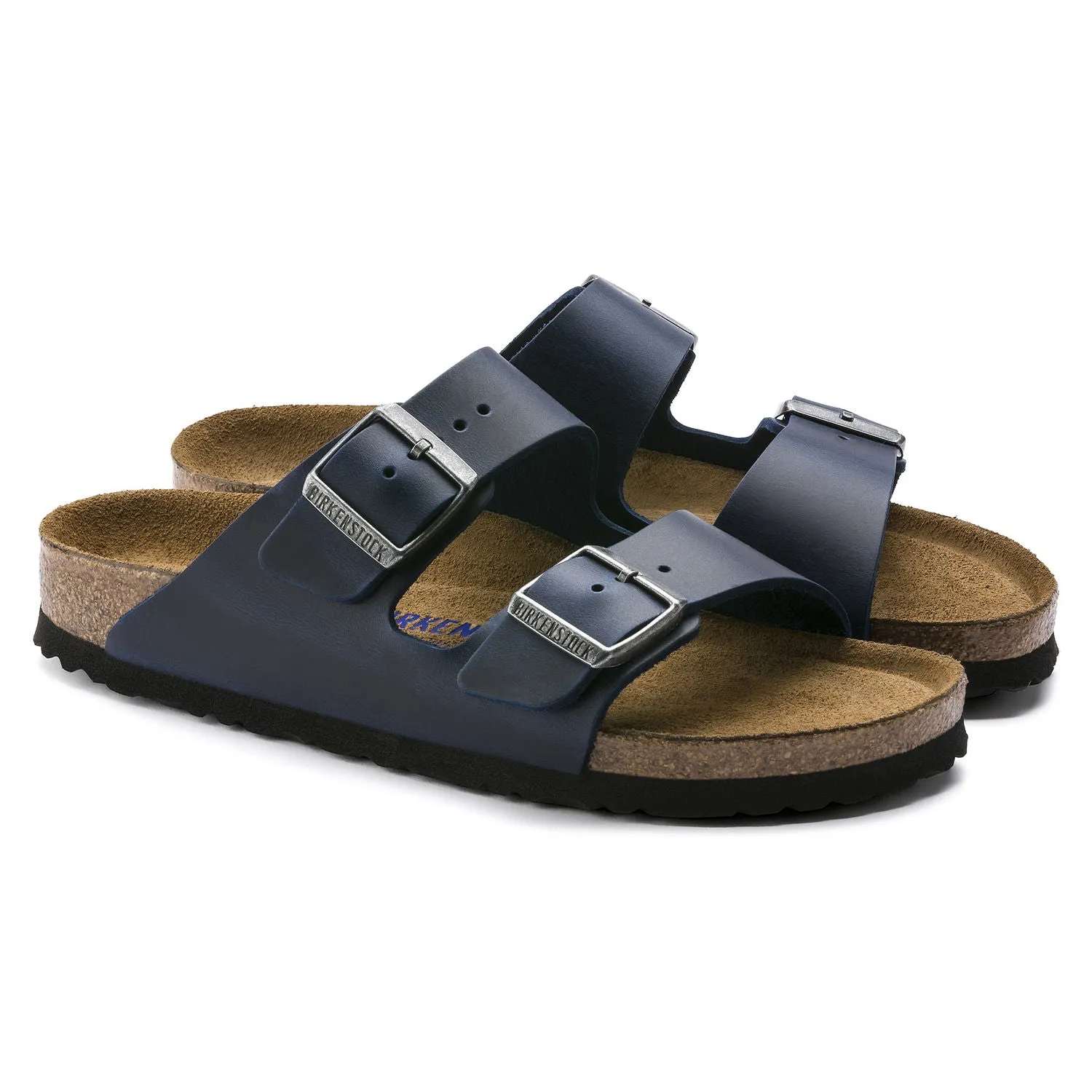 Trendy Travel Sandals Arizona Soft Footbed : Blue Oiled