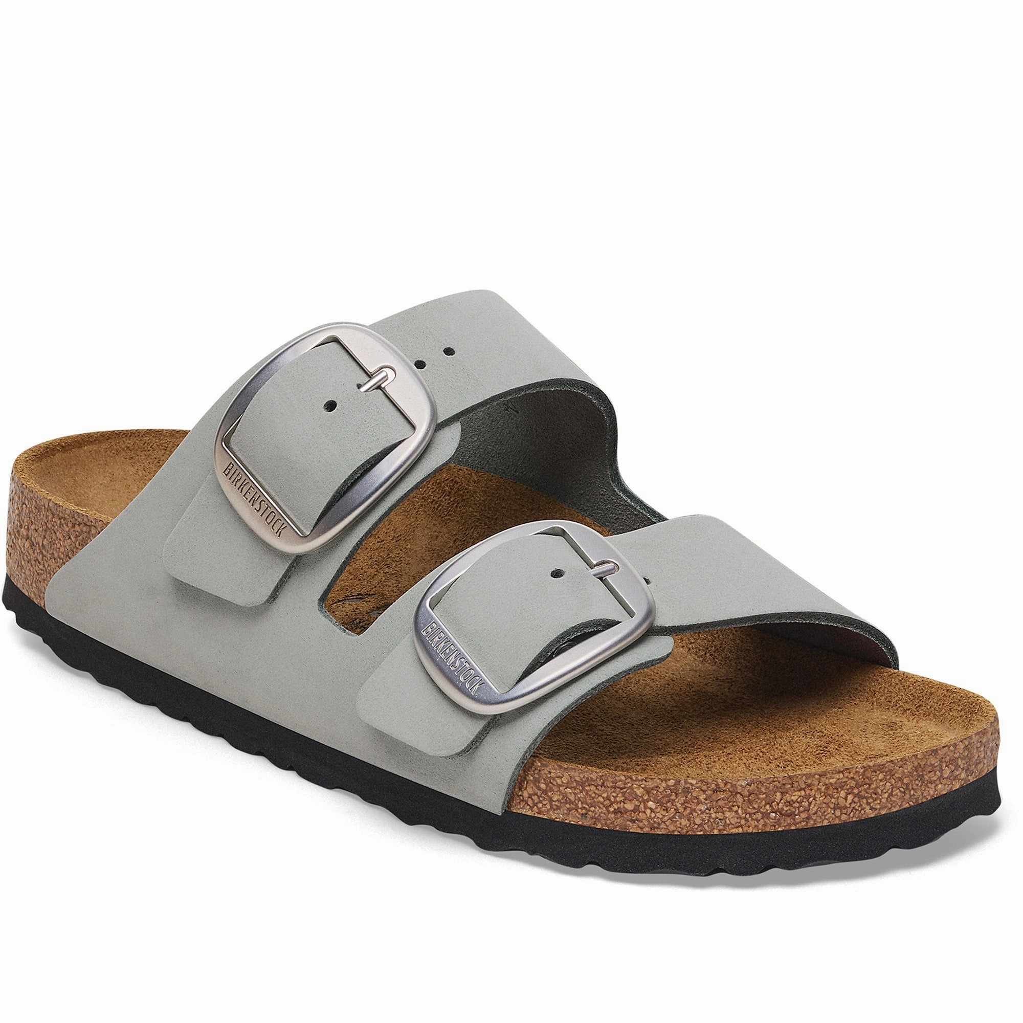 Quarter turn Women's Birkenstock Footwear style name Arizona Big Buckle Narrow in color Pure Sage. Sku: 1029311