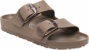 Quarter turn view Women's Birkenstock Footwear style name Arizona Eva Big Buckle Narrow in color GRAY TAUPE. Sku: 1030389