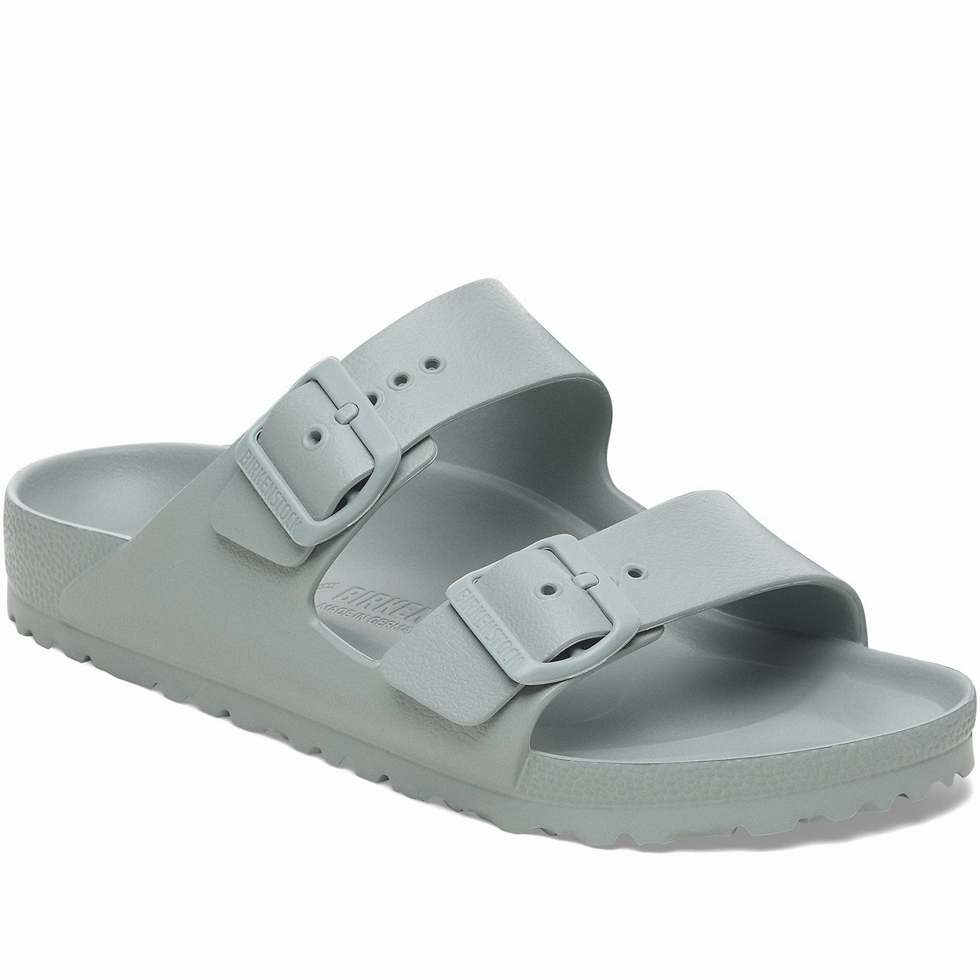 Quarter turn Women's Birkenstock Footwear style name Arizona Eva Narrow in color Pure Sage. Sku: 1029653