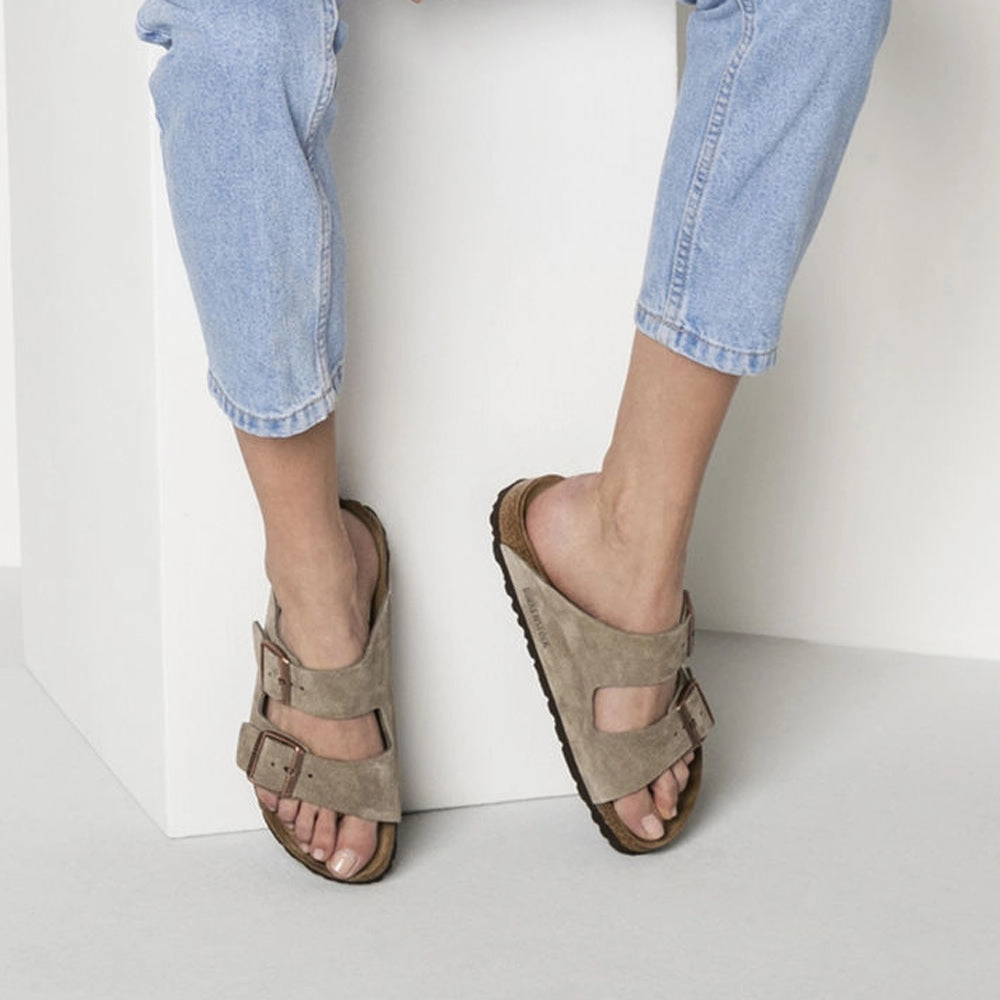 Arizona Soft Footbed : Taupe Tropical Leaf Quick Drying