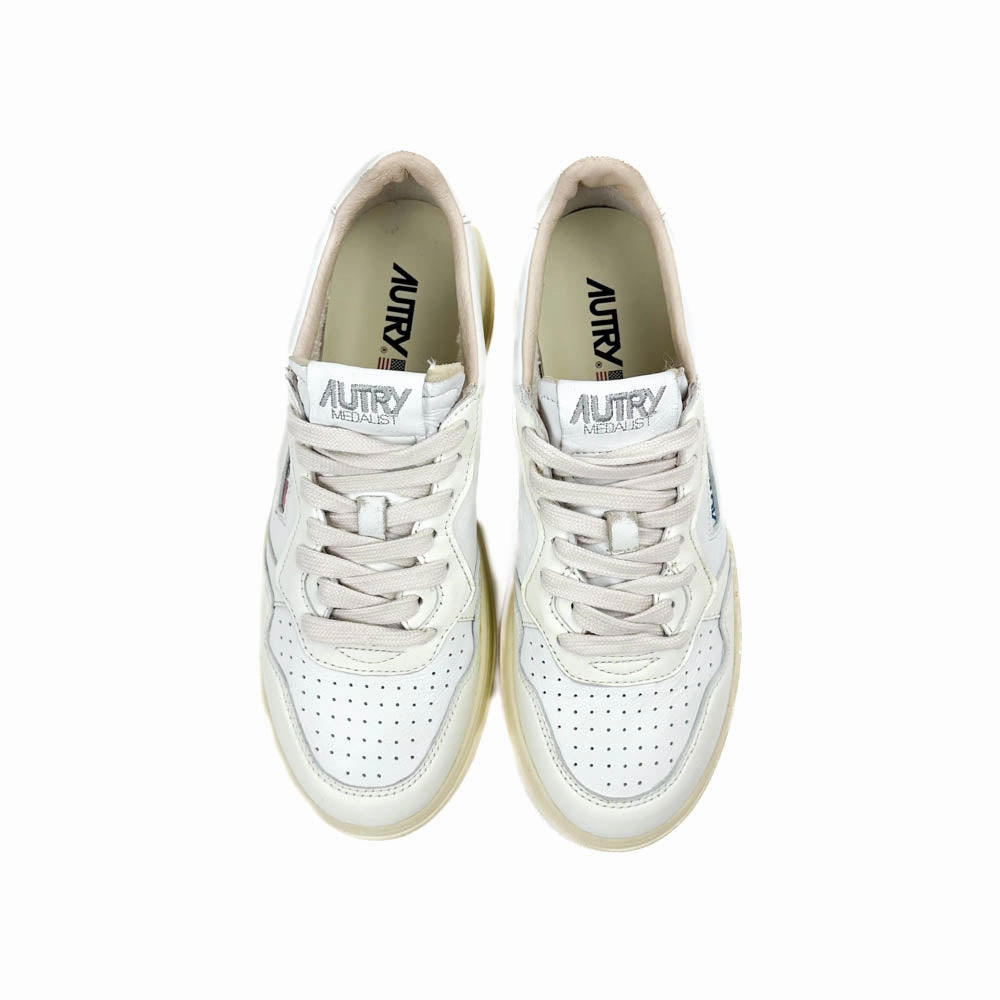impact - resistant midsole shoes genuine - leather - upper shoes Autry - Medalist Low AULW GH01 (White/White)