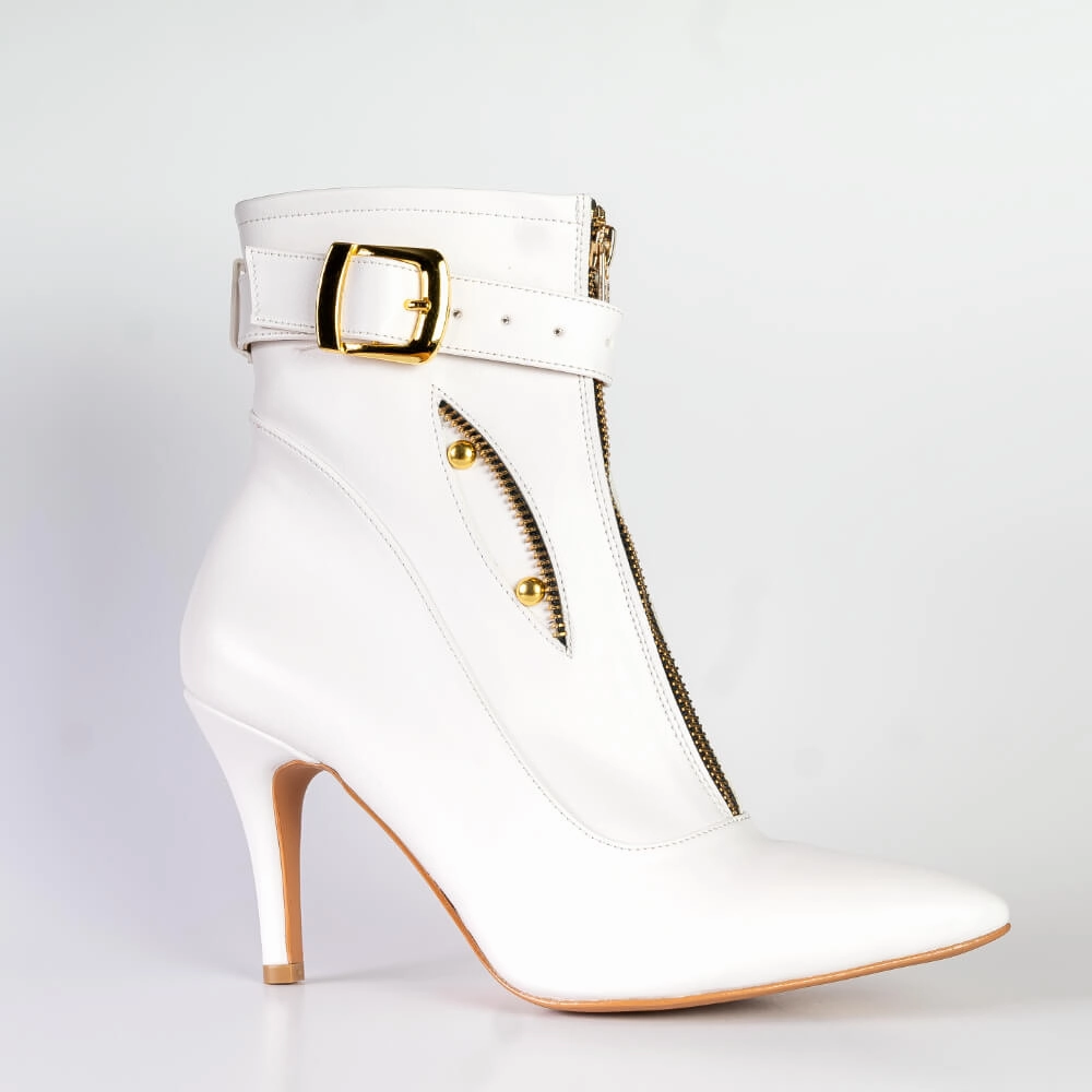 Skinny Heel Esra - White Vegan Leather - Street Sole
