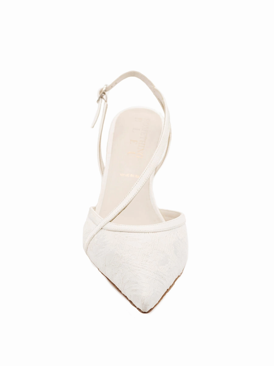 French Glow Gold Shine Sevey Kitten Slingback Heel