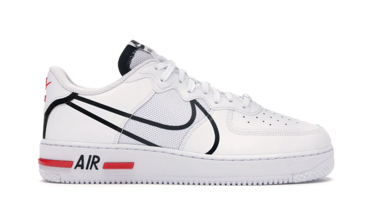 Nike Air Force 1 React White Black Red (GS) Core Flex Shine Bright