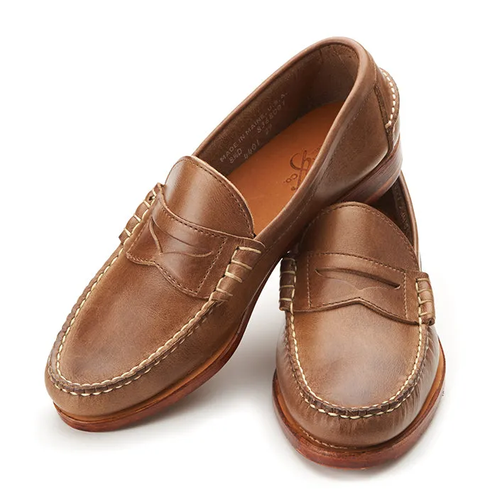 Mesh Upper Beefroll Penny Loafers - Natural