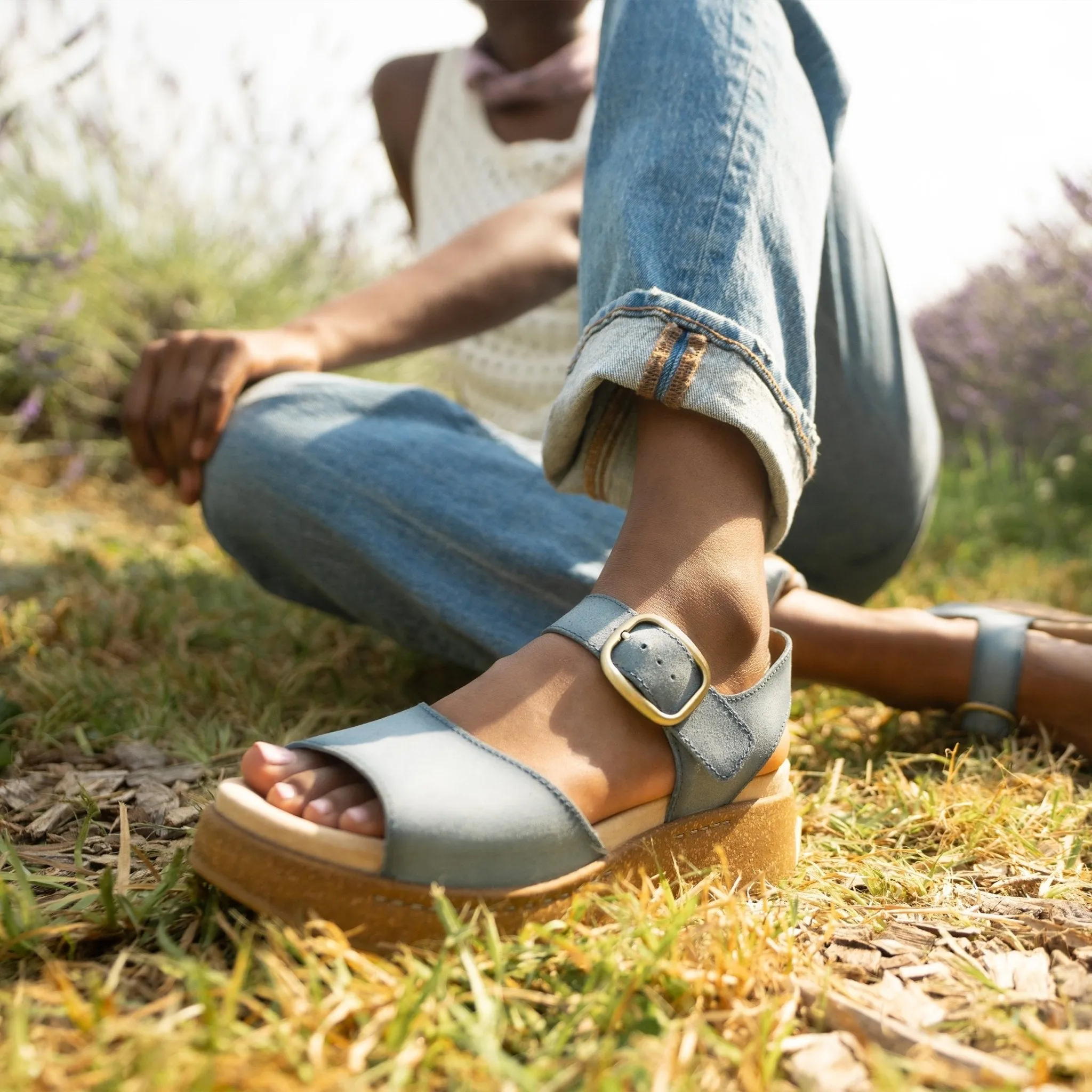 Bianca | Burnished Suede | Blue - Sandals - Dansko