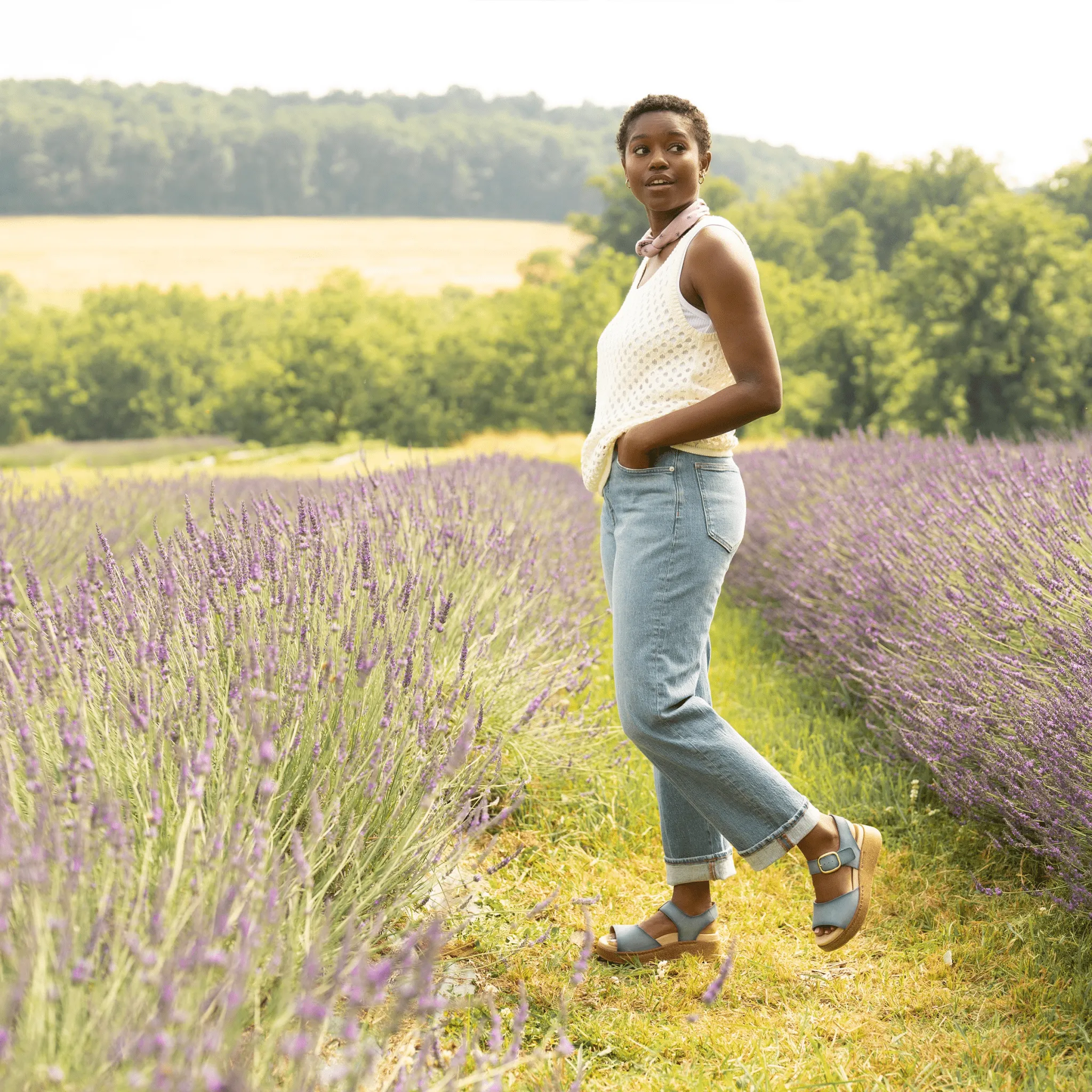 Bianca | Burnished Suede | Blue - Sandals - Dansko