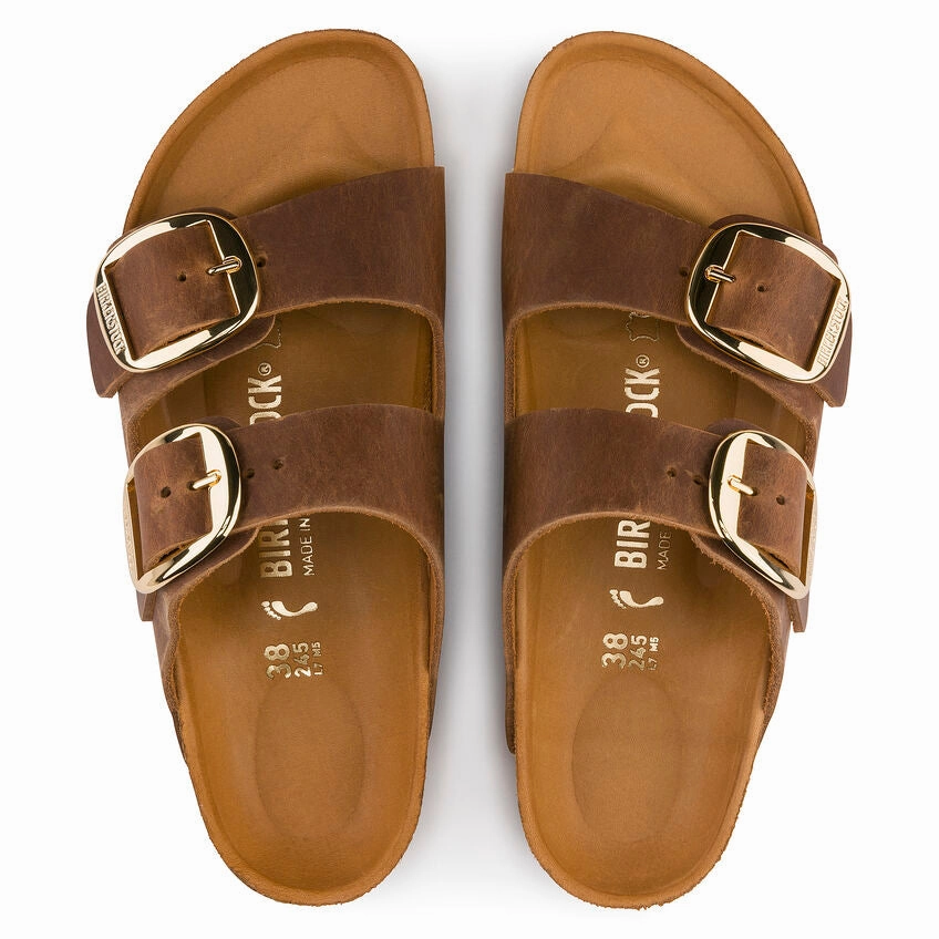 Soft Touch Slip On BIRKENSTOCK ARIZONA BIG BUCKLE - COGNAC OILED LEATHER