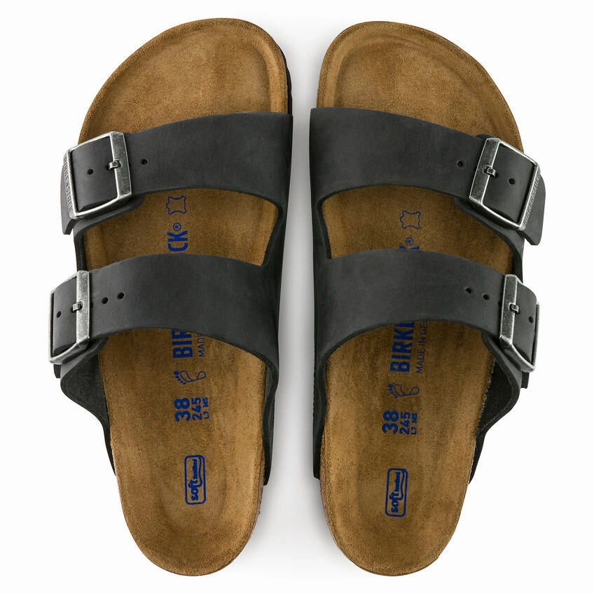 Hot Fashion BIRKENSTOCK ARIZONA SOFT FOOTBED SANDAL - BLACK OILED LEATHER