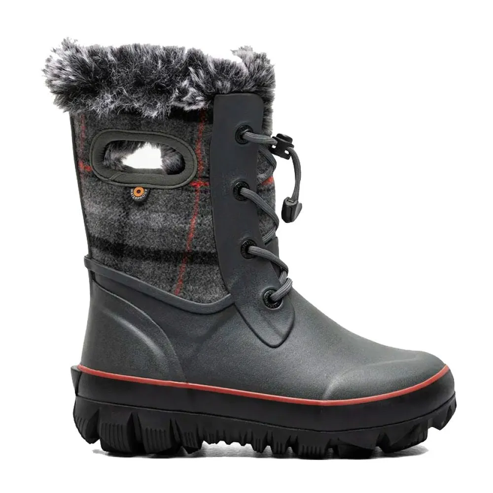 All Weather Wear Bogs Youth Arcata II Crazy Plaid in Dark Grey Classic Line Multi Season