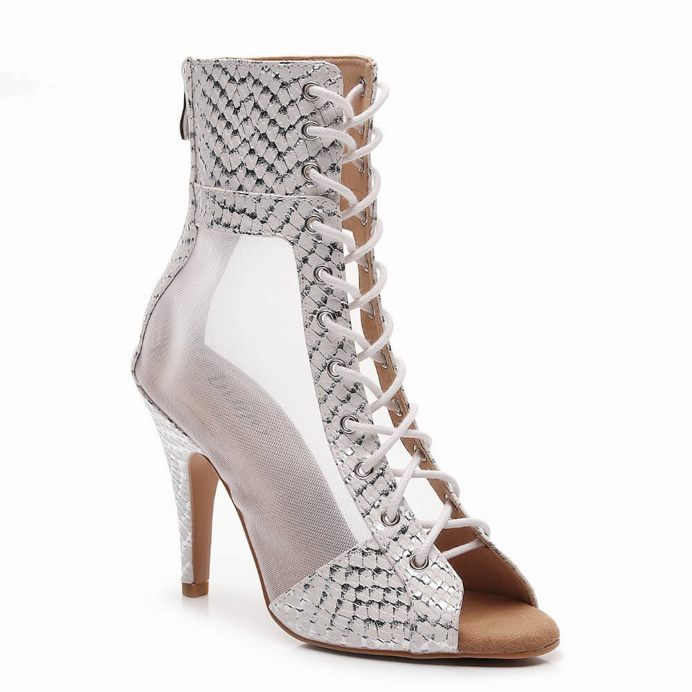 Jezika - White Metallic Snake - Street Sole Sculpted Design Instant Confidence
