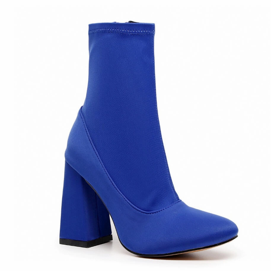 Classy Boots La Gogo Ankle Boot - Blue Lycra - Street Sole