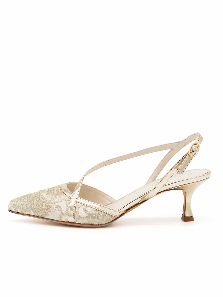 Wedding Heels Comfort Cushion Sevey Kitten Slingback Heel
