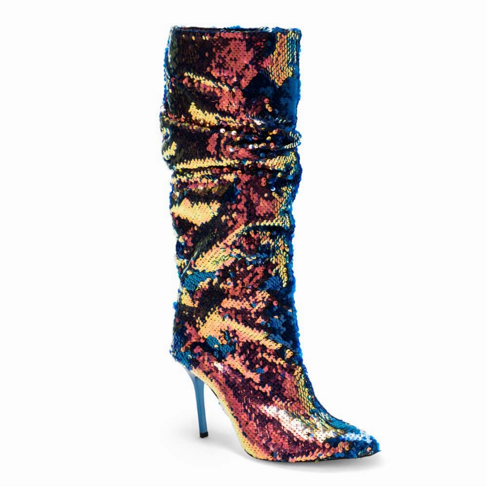Stylish High Heels Fashionable Boots Bree - Multi Colored Sequins - Street Sole