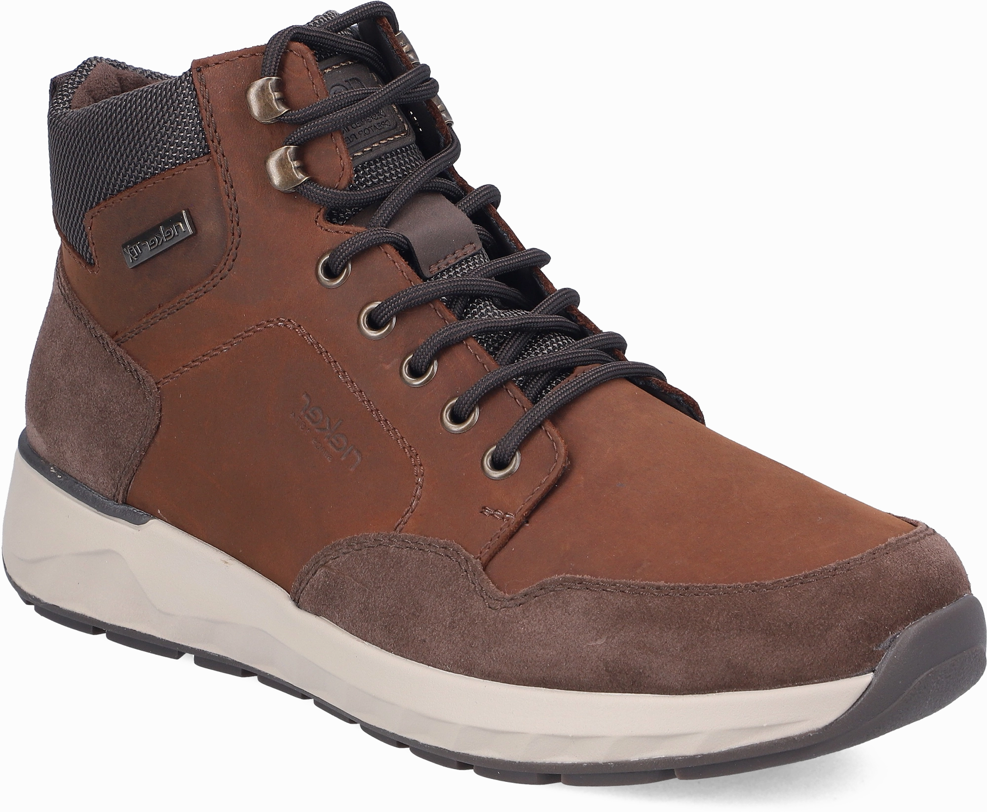 Quarter turn view Men's Rieker Footwear style name Bruce 30 Waterproof in color TAB/NO/SCH. Sku: 11530-24