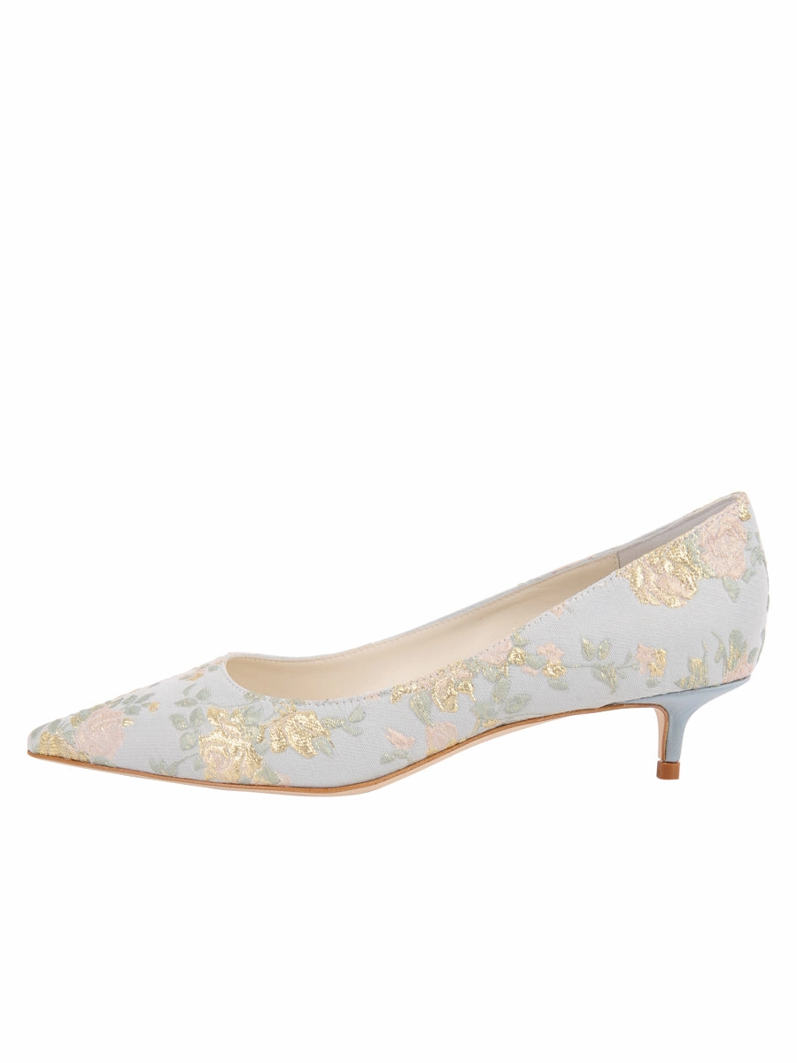 Bryn Kitten Heel Brocade Comfort Heel