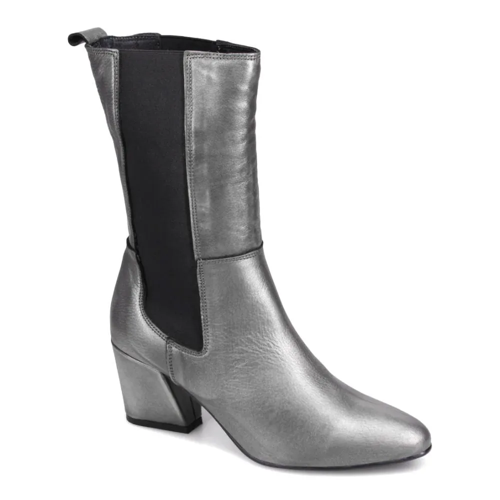 Wide Range Bueno Women's Sienna Heeled Chelsea Boot in Pewter Metallic Comfort Focused Cushion