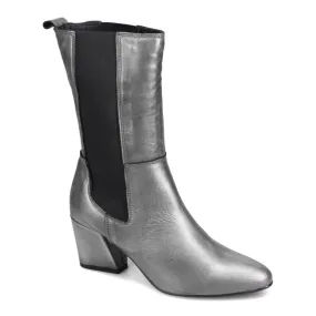 Protective Finish Weather Resistant User Bueno Women's Sienna Heeled Chelsea Boot in Pewter Metallic Comfort Focused Cushion