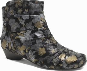 Quarter turn view Women's Ziera Footwear style name Camryn W in color BLK MET SD. Sku: ZR10953BTJSU