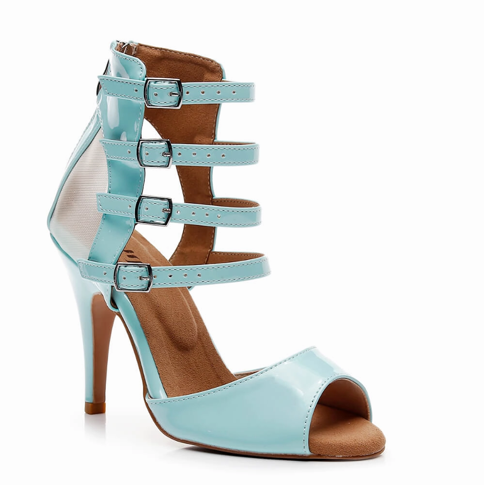 Treasure - Pastel Blue Vegan Patent - Street Sole Shell Trim Walk Flow
