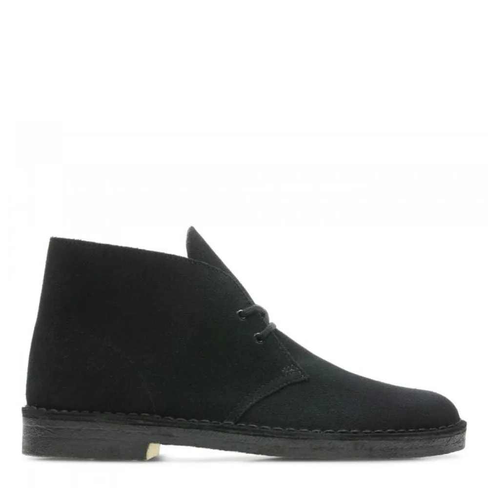 Velvet Texture Clarks Men's Desert Boot in Black Suede Shock Absorbent
