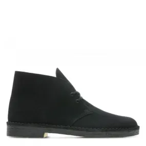 Velvet Texture Clarks Men's Desert Boot in Black Suede Shock Absorbent