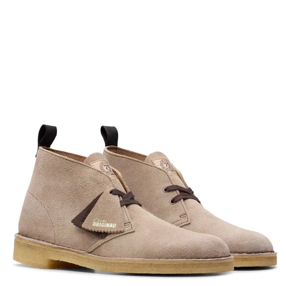 Brown Earth Clarks Men's Desert Boot in Wolf Suede Shockproof