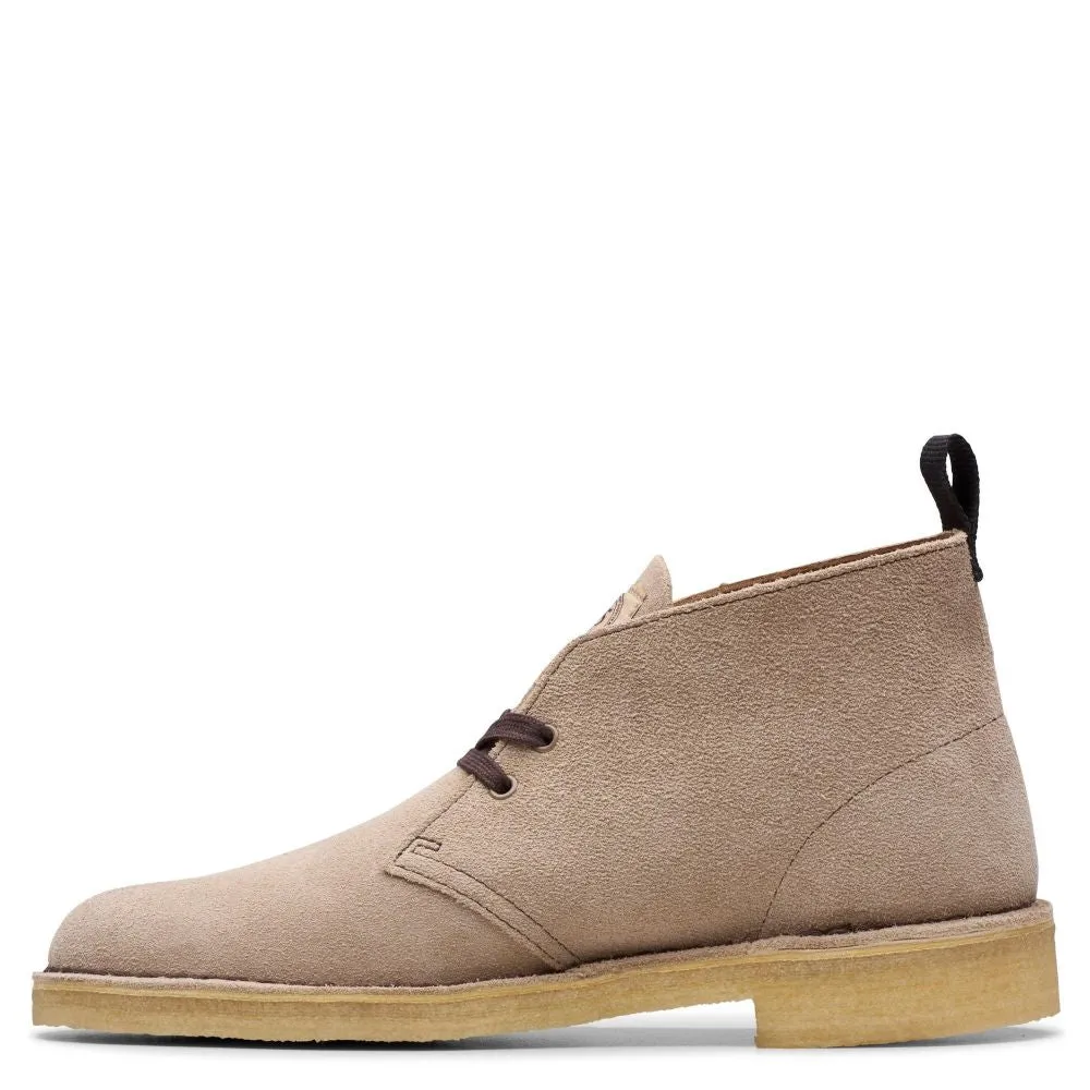 Quick Pull Clarks Men's Desert Boot in Wolf Suede Shockproof