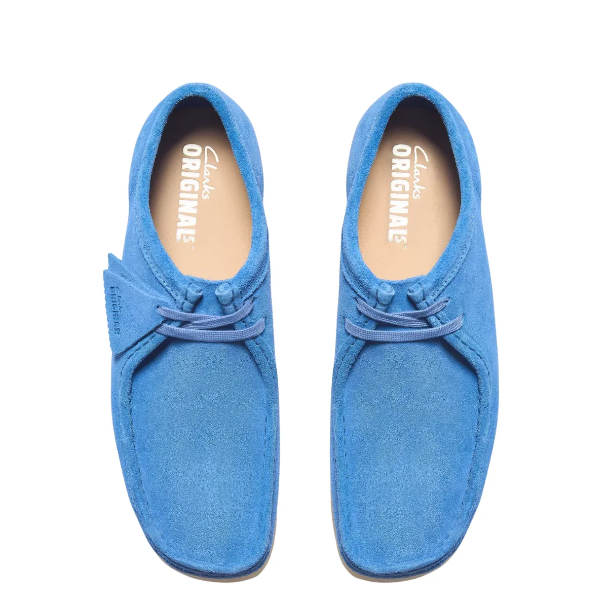 Mud Resistant Urban Commute Functional Style Clarks Men's Wallabee in Blue Suede Slip-Free Sole
