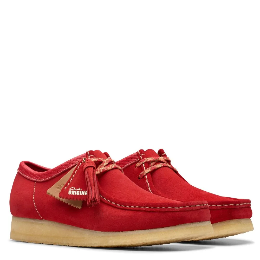 Clarks Men's Wallabee in Red Suede Terrain Tough Stable Support Morning Walk