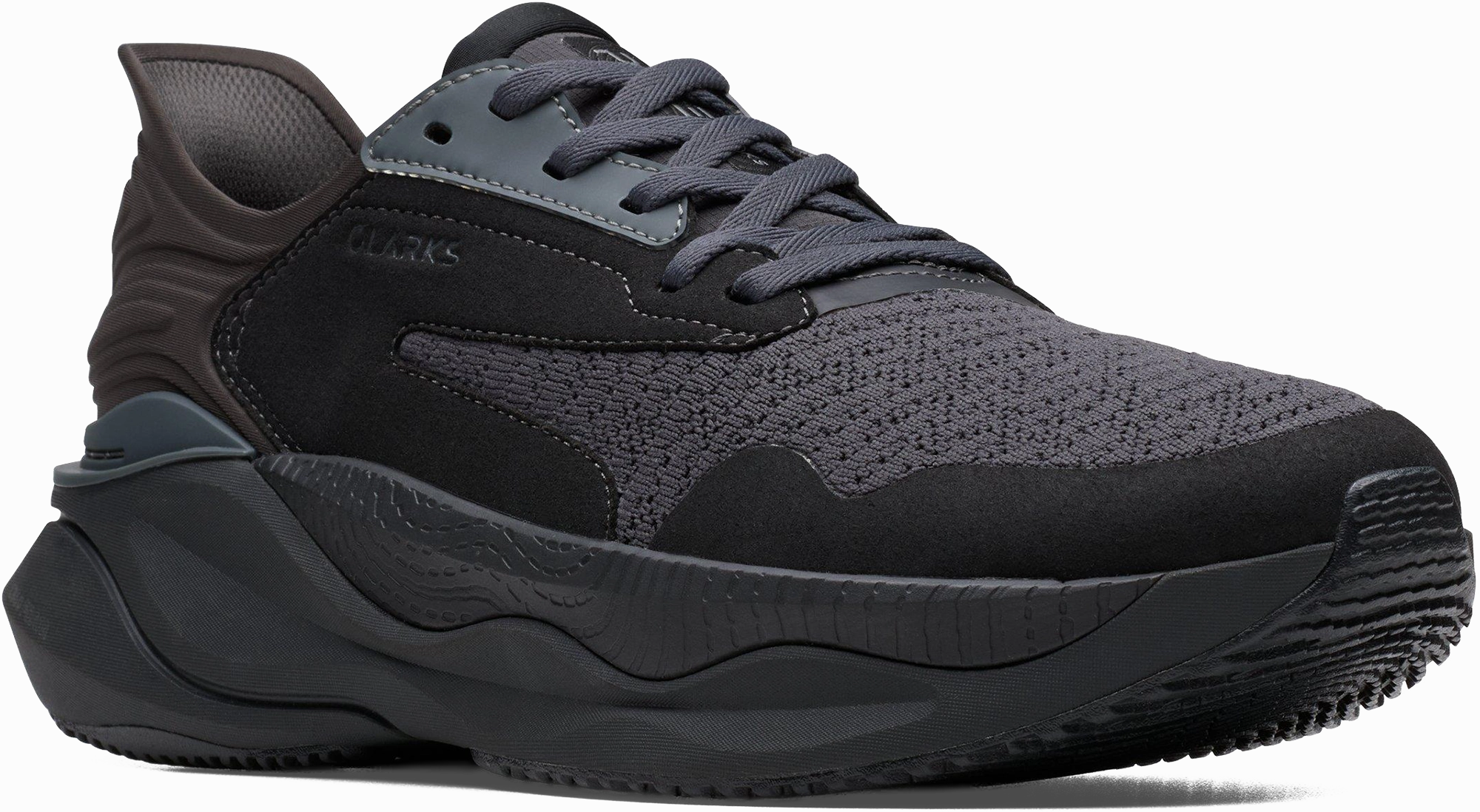 Quarter turn view Men's Clarks Footwear style name Clarks Pace in color BLACK. Sku: 26184667