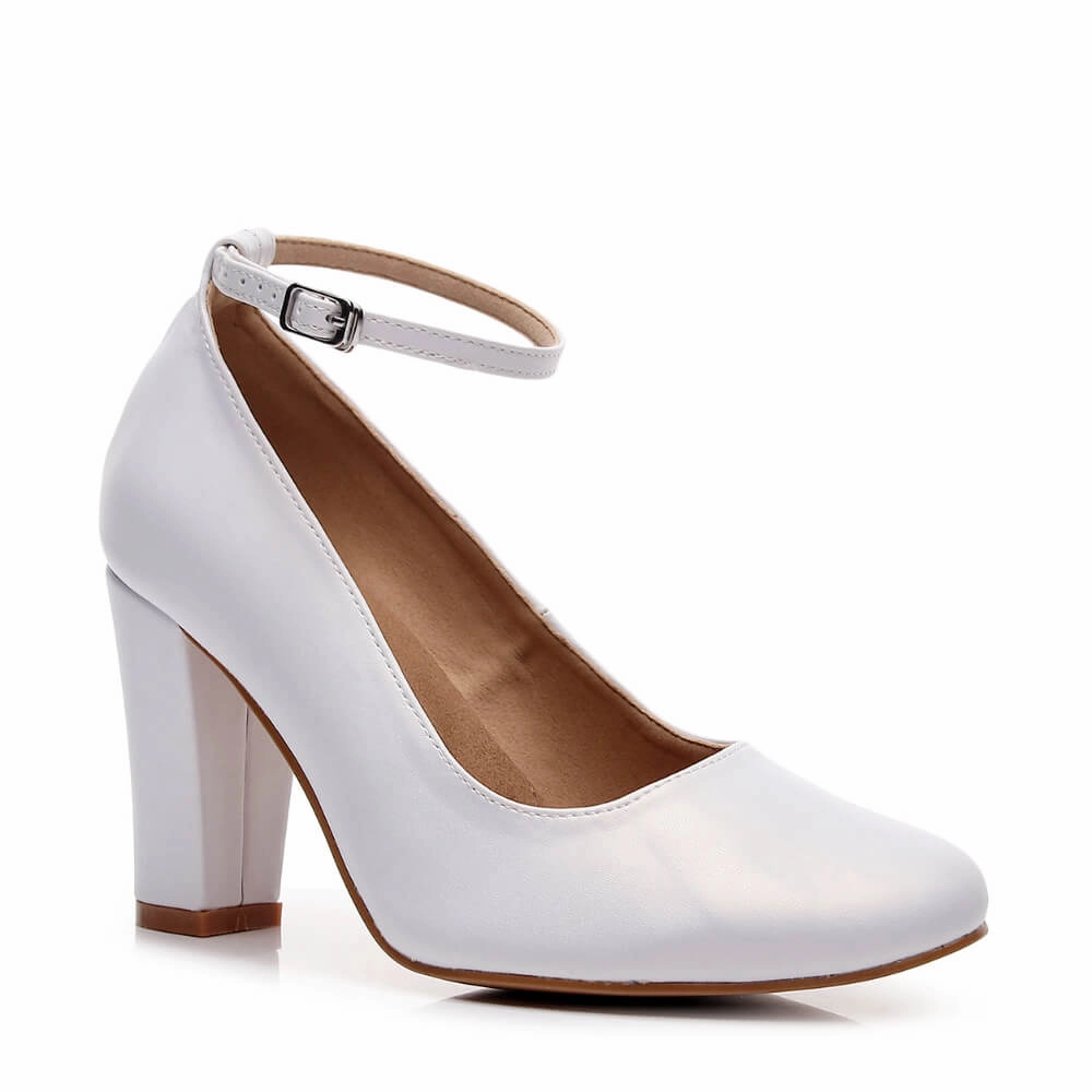 Claudine Wide Fit - White Vegan Leather - Street Sole Heel Boots