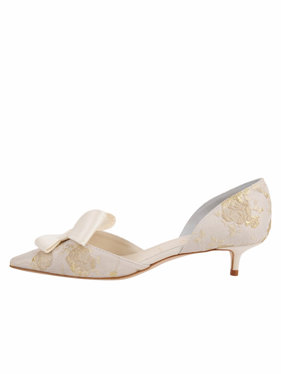 Refined Footwear Bold Style Cliff d'Orsay Kitten Heel Brocade