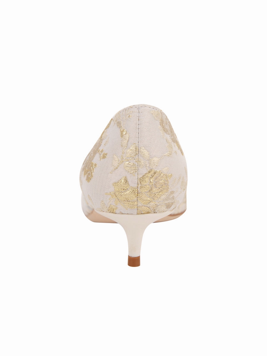 Cliff d'Orsay Kitten Heel Brocade Elegant Shoes