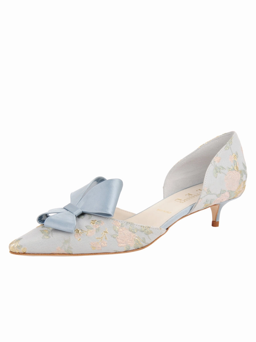 Happy Mood Street Glam Cliff d'Orsay Kitten Heel Brocade