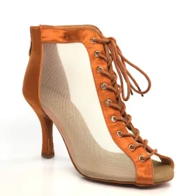 Simona - Tan Satin - Suede Sole - Dance Floor Only Youth Spark Candle Mood