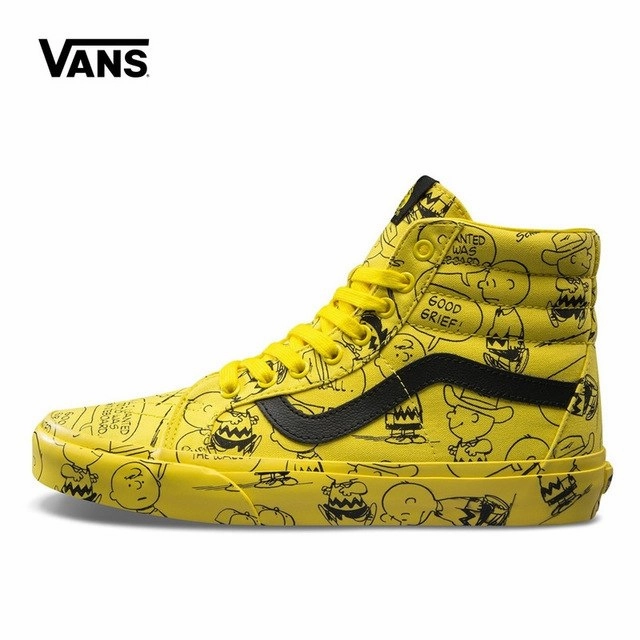 ellow Cartoon VANS PEANUTS Men Women Classic SK8-HI Skateboarding Shoes Urban Walk Boho Free