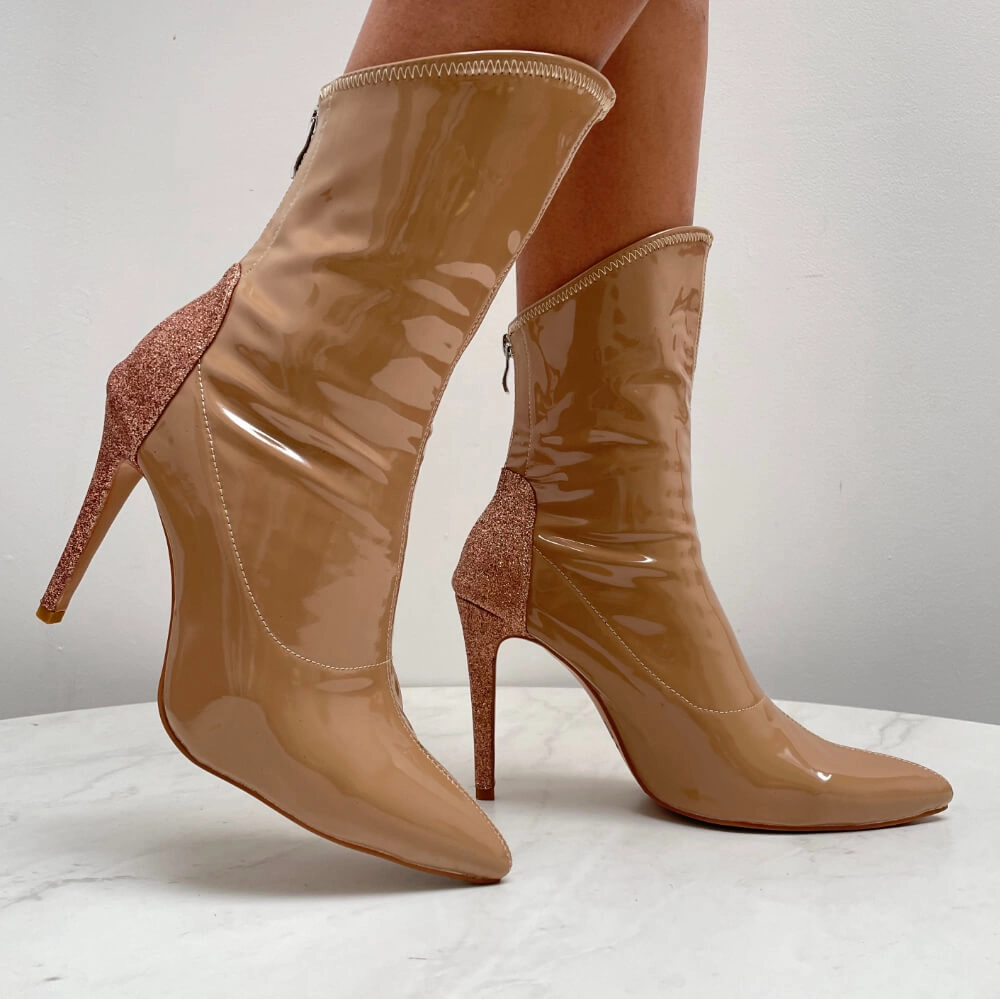 Savage Ankle - Chai Vegan Patent - Street Sole Fashion Spark Versatile Heel