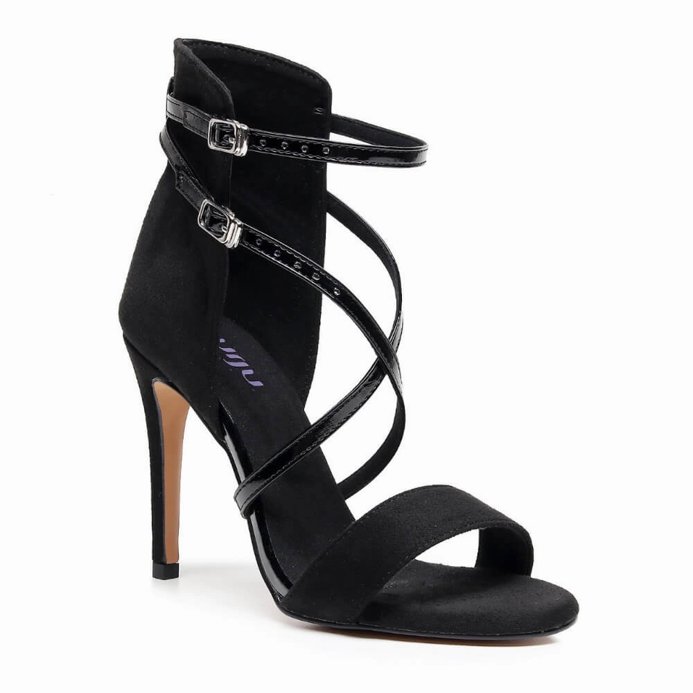 Quick Dry Fabric Dressy Stilettos Desnudate - Black Patent and Vegan Suede - Street Sole