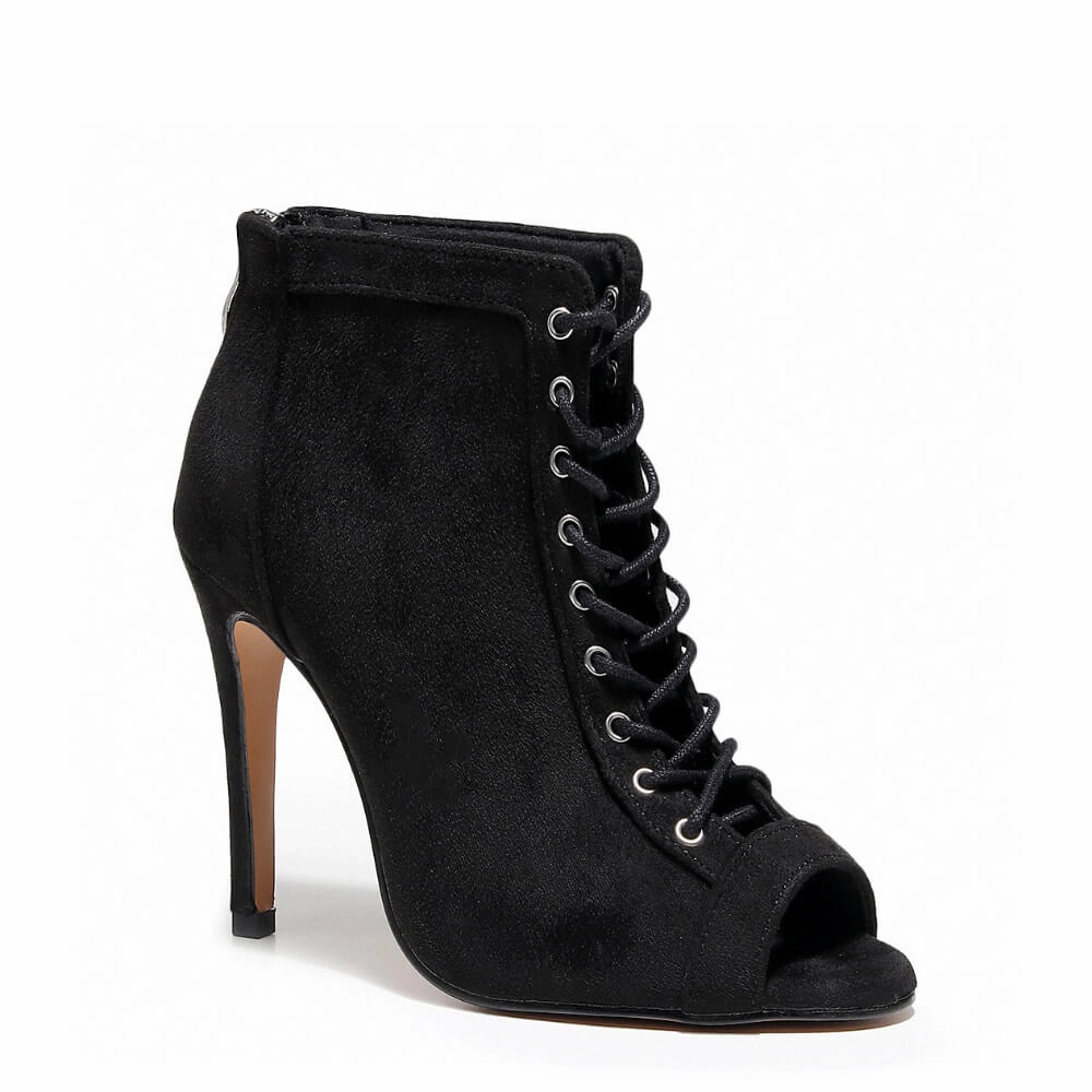 Fashion Heels for Fall Dilynn - Black Vegan Suede - Suede Sole
